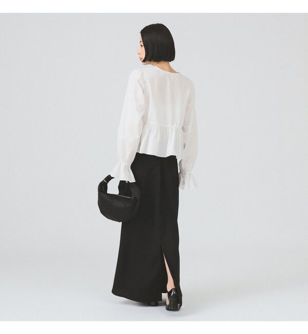 Ray BEAMS 「ギャザー ペプラム Vネック ブラウス　　26SS 日除け 裾フレア 冷房対策  春夏」|シャツ・ブラウス|