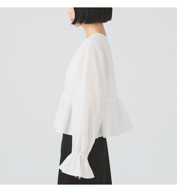 Ray BEAMS 「ギャザー ペプラム Vネック ブラウス　　26SS 日除け 裾フレア 冷房対策  春夏」|シャツ・ブラウス|