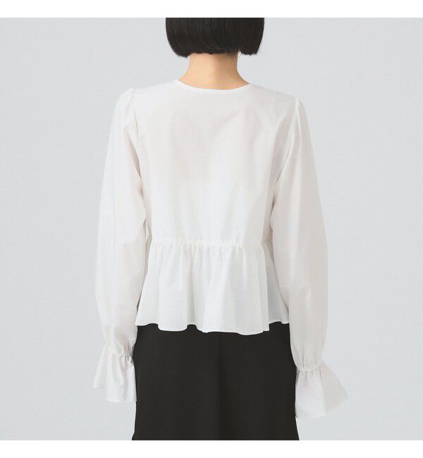 Ray BEAMS 「ギャザー ペプラム Vネック ブラウス　　26SS 日除け 裾フレア 冷房対策  春夏」|シャツ・ブラウス|