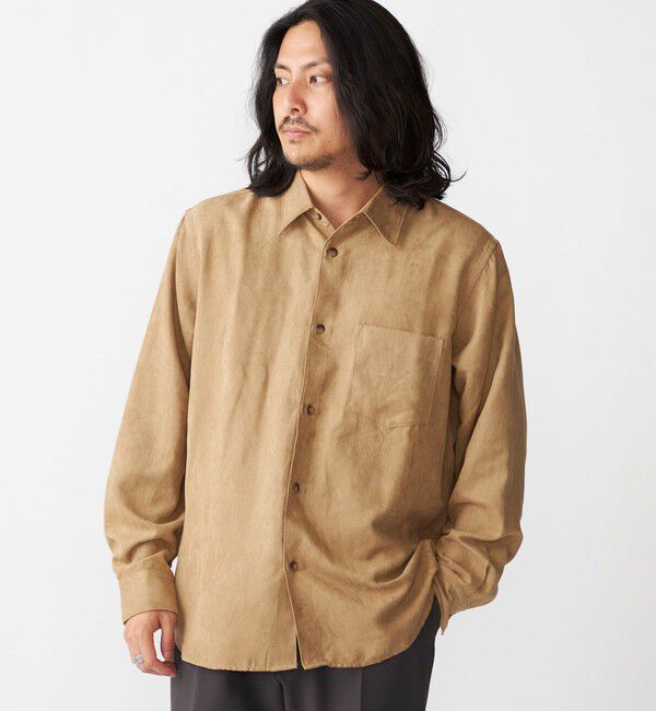 SHIPS「BENCH MARKING SHIRT: レギュラーカラー ポリエステル フェイクスエード シャツ」|シャツ・ブラウス|