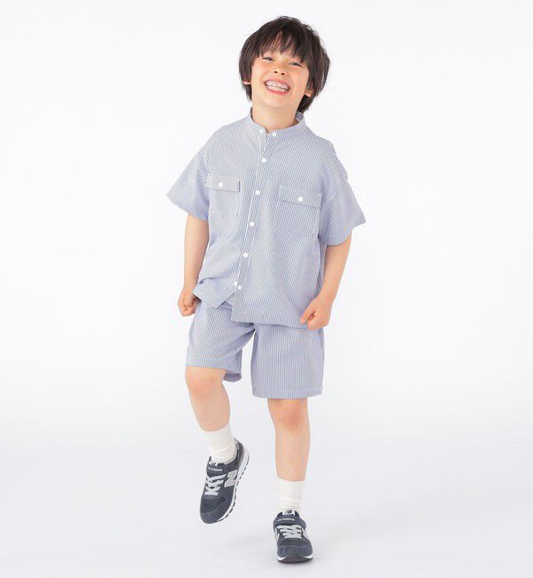 SHIPS KIDS「SHIPS KIDS:100～130cm /〈UVカット/吸水速乾〉ドライタッチ ストライプ シャツ」|シャツ・ブラウス|