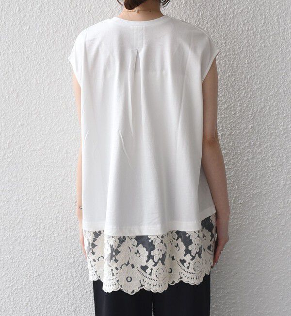 SHIPS Colors 「SHIPS Colors:〈手洗い可能〉レースヘム フレンチスリーブ チュニック」|Tシャツ・カットソー|