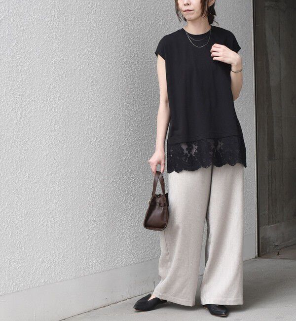 SHIPS Colors 「SHIPS Colors:〈手洗い可能〉レースヘム フレンチスリーブ チュニック」|Tシャツ・カットソー|