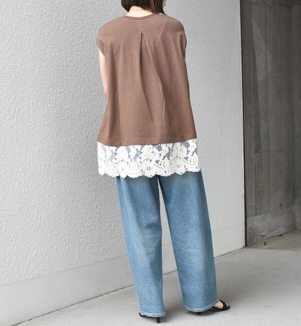 SHIPS Colors 「SHIPS Colors:〈手洗い可能〉レースヘム フレンチスリーブ チュニック」|Tシャツ・カットソー|