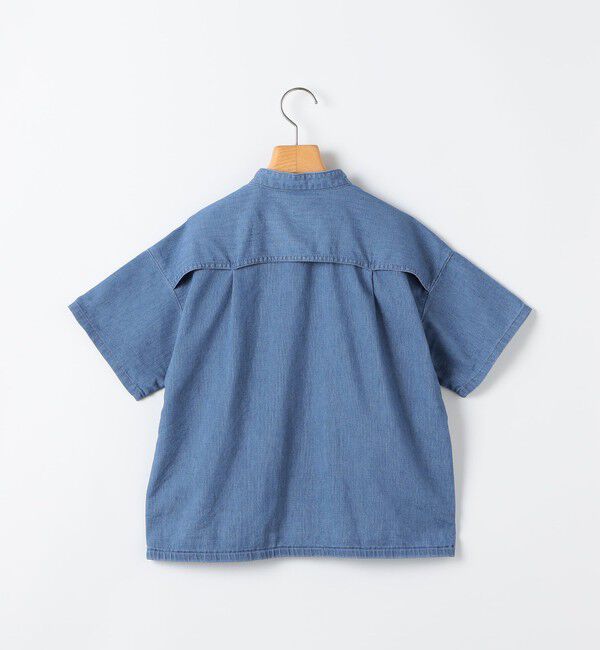 SHIPS KIDS「SHIPS KIDS:140～160cm /〈接触冷感〉ドライメッシュ デニム バンドカラー シャツ」|シャツ・ブラウス|