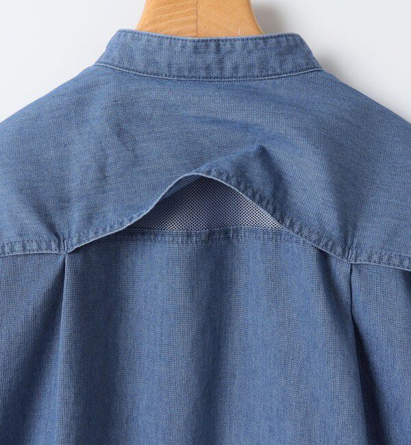 SHIPS KIDS「SHIPS KIDS:140～160cm /〈接触冷感〉ドライメッシュ デニム バンドカラー シャツ」|シャツ・ブラウス|