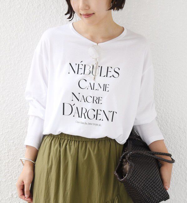 SHIPS for women「メルティ コットン ロゴ ロング スリーブ TEE」|Tシャツ・カットソー|ホワイト系