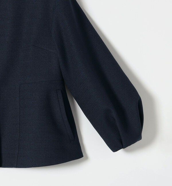 SHIPS any「SHIPS any:〈手洗い可能〉パフ スリーブ ノーカラー ジャケット［NAVY BLUE］」|ノーカラージャケット|