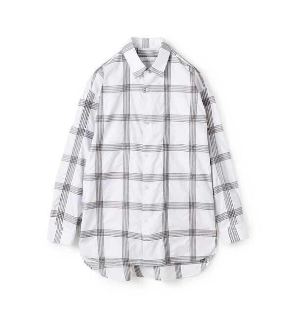TOMORROWLAND MENS「120/2コットンブロード エンブロイダリーチェック レギュラーカラーロングシャツ」|シャツ・ブラウス|11 ホワイト