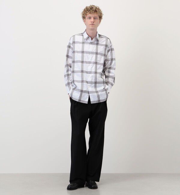 TOMORROWLAND MENS「120/2コットンブロード エンブロイダリーチェック レギュラーカラーロングシャツ」|シャツ・ブラウス|
