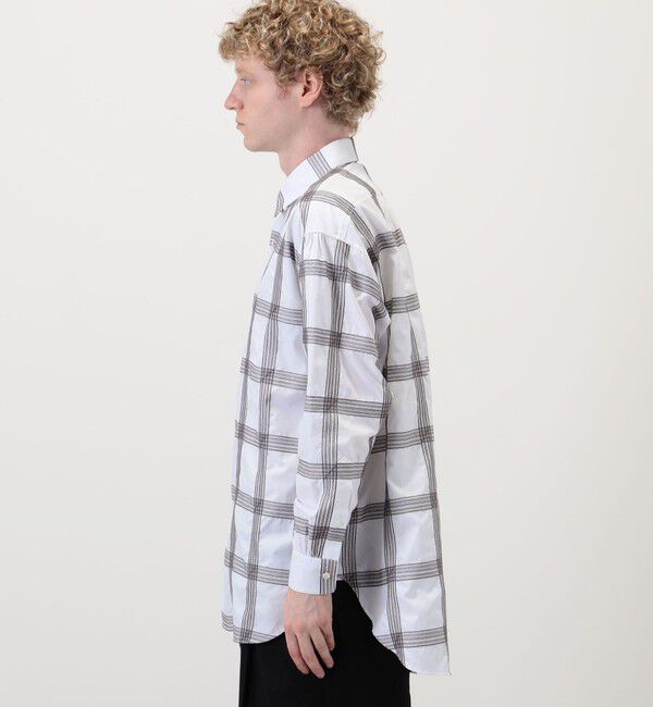 TOMORROWLAND MENS「120/2コットンブロード エンブロイダリーチェック レギュラーカラーロングシャツ」|シャツ・ブラウス|
