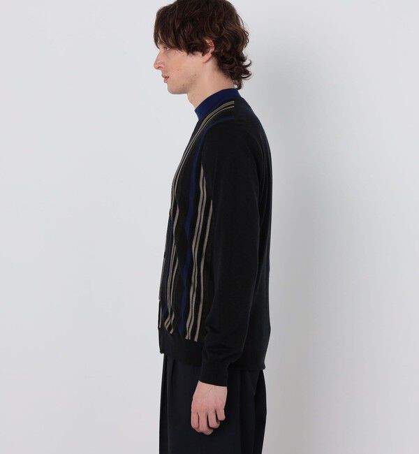 TOMORROWLAND MENS「TOMORROWLAND tricot スーパーファインメリノウール ストライプVネックカーディガン S-WOOL」|カーディガン|