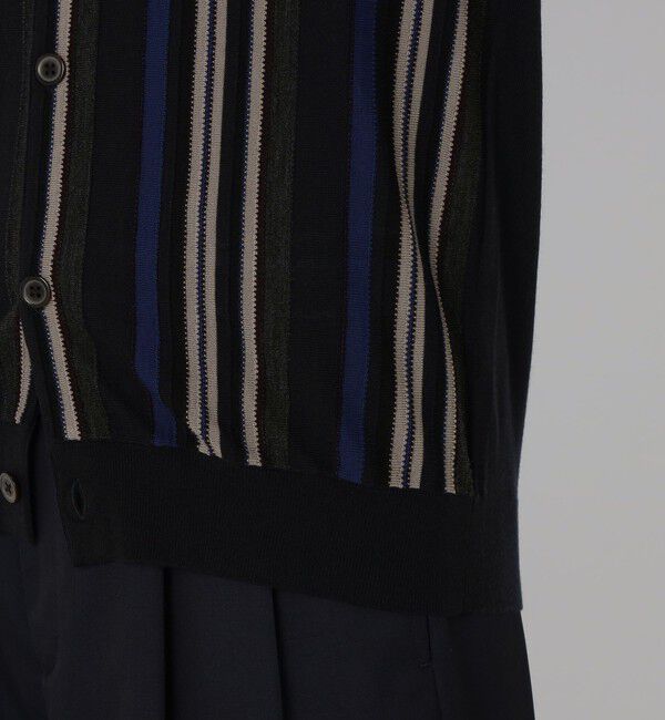 TOMORROWLAND MENS「TOMORROWLAND tricot スーパーファインメリノウール ストライプVネックカーディガン S-WOOL」|カーディガン|