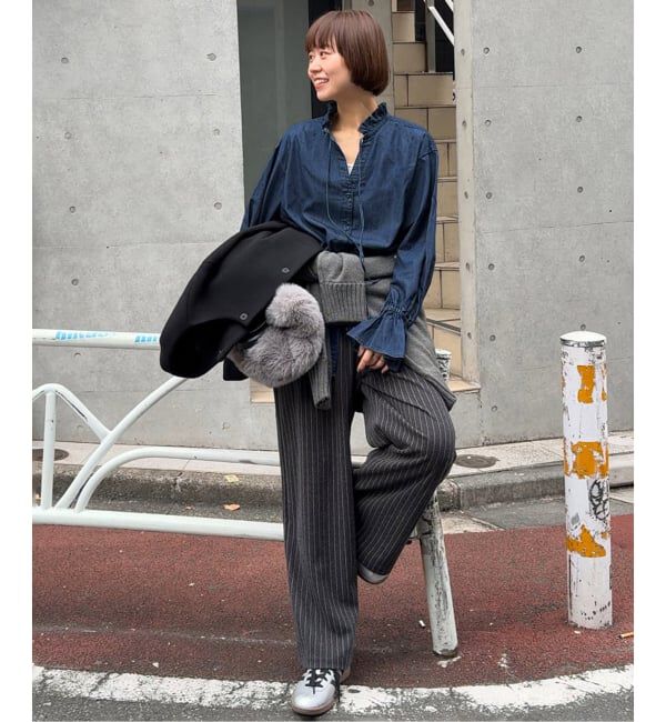 JOURNAL STANDARD relume「《追加予約2》ライトデニムスタンドカラーブラウス」|シャツ・ブラウス|