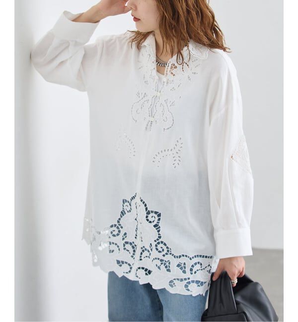 journal standard L'essage「刺繍レースチュニックシャツ」|シャツ・ブラウス|ホワイト