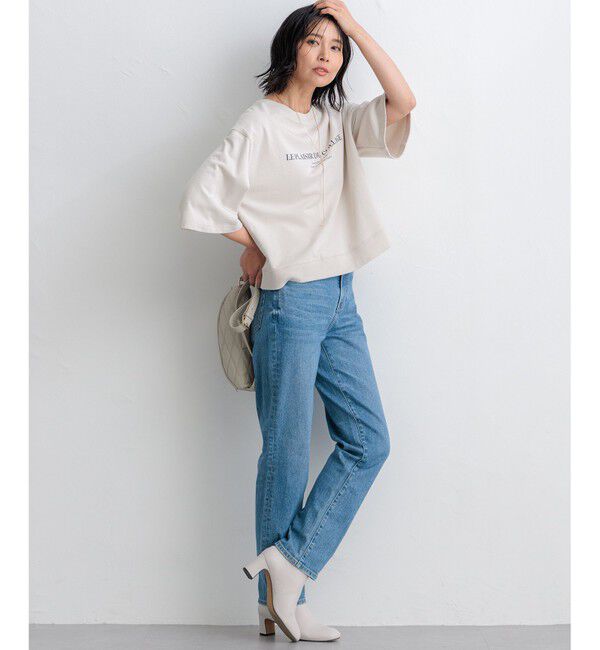 23区「【洗える】ライトコットンテリー ワイドスリーブ ロゴ カットソー」|Tシャツ・カットソー|