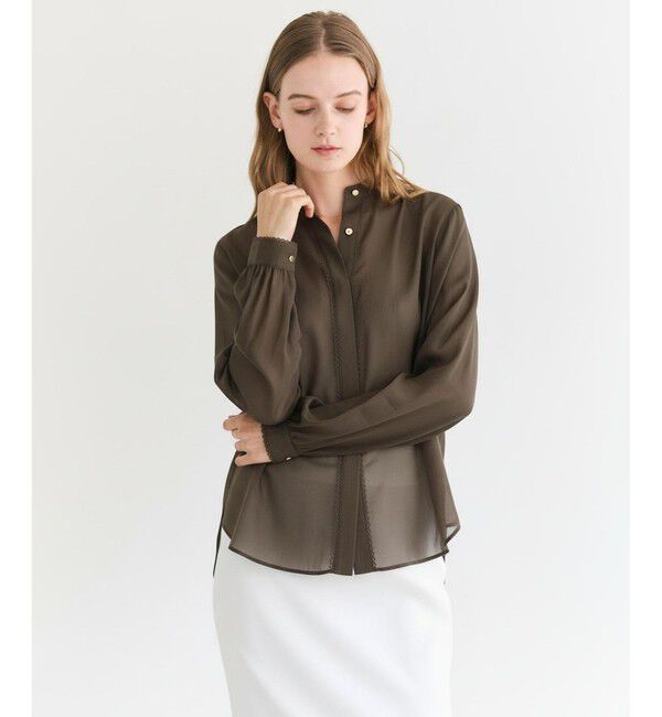 BEIGE,「【人気シリーズ】PAULINE / リネンヴィスコースレースブラウス」|シャツ・ブラウス|Khaki