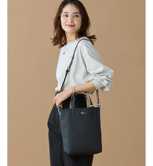 LACOSTE「ANNAリバーシブル縦型 2WAY トートバッグ / クラッチバッグ付き」|トートバッグ|