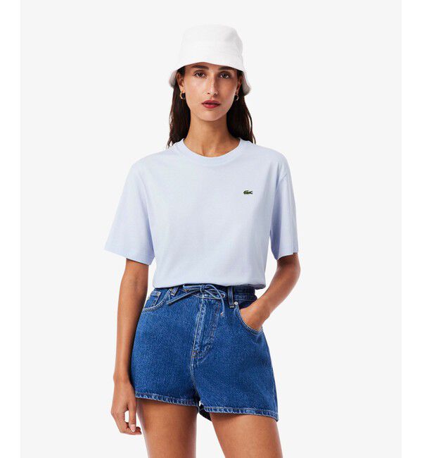 LACOSTE「ハイクオリティ ピマコットン仕立て ワンポイントソフトタッチ半袖Tシャツ」|Tシャツ・カットソー|ライトブルー