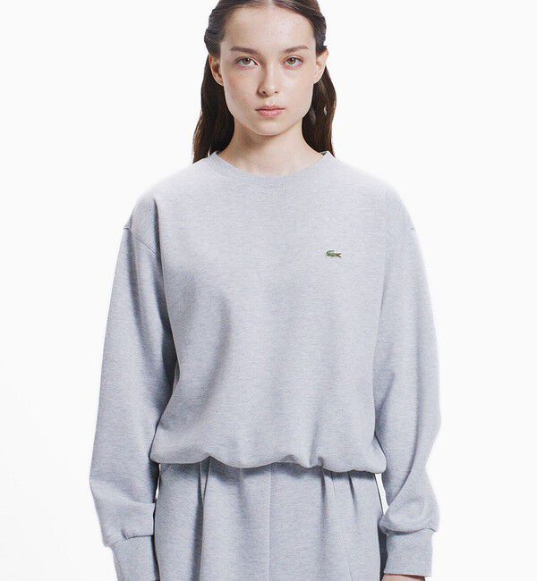 LACOSTE「裾ドローストリング ダブルフェイスプルオーバー」|スウェット・ジャージ|ライトグレー