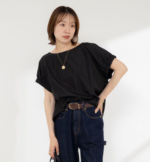 NOLLEY'S「《セットアップ対応》ウォッシャブルエクセルテックタンブラーギャザーフレンチスリーブブラウス」|シャツ・ブラウス|