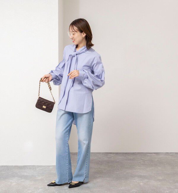 NOLLEY'S「【MARILYN MOON/マリリーンムーン】stripe embroidery tie blouse」|シャツ・ブラウス|