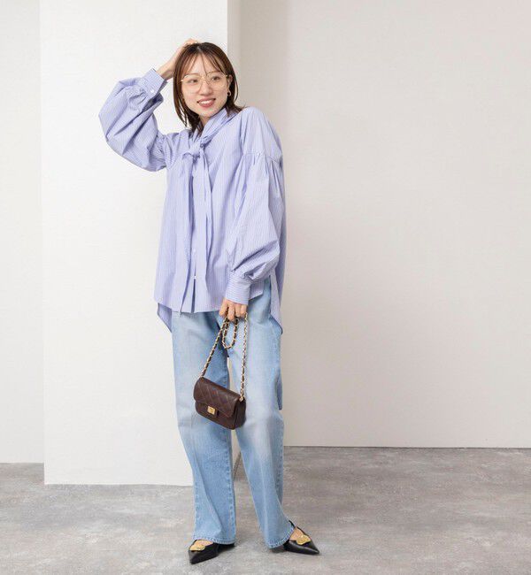 NOLLEY'S「【MARILYN MOON/マリリーンムーン】stripe embroidery tie blouse」|シャツ・ブラウス|
