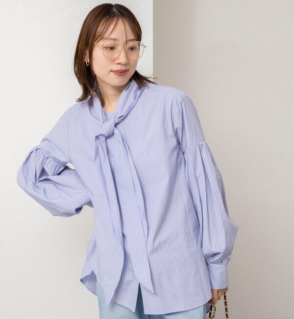 NOLLEY'S「【MARILYN MOON/マリリーンムーン】stripe embroidery tie blouse」|シャツ・ブラウス|