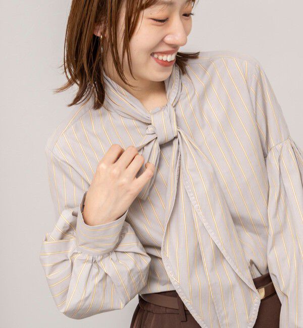 NOLLEY'S「【MARILYN MOON/マリリーンムーン】stripe embroidery tie blouse」|シャツ・ブラウス|