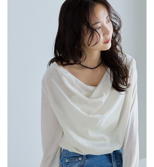 VIS「クラッシュベロアドレープトップス」|Tシャツ・カットソー|ホワイト(10)