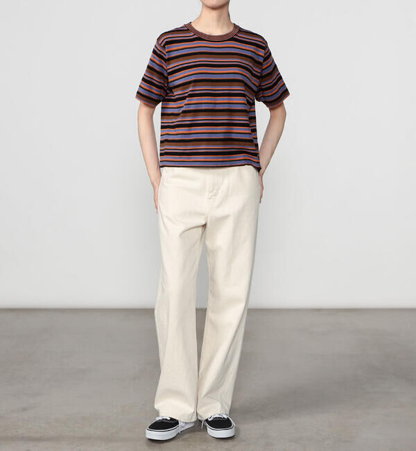  「RYE TENDER |〈別注〉マルチボーダー 半袖クルーネックニット WOMEN」|ニット・セーター|