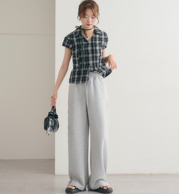 「26AW衿付きチェックフレンチブラウス」|シャツ・ブラウス|