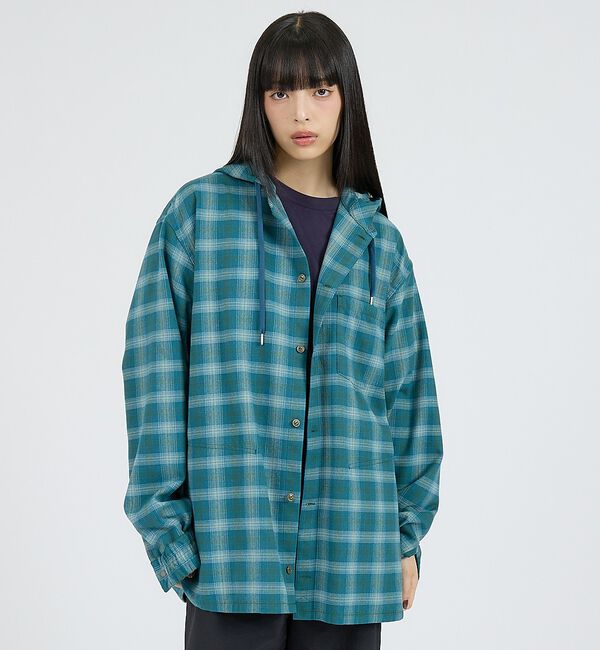 ABAHOUSE「【NANGA / ナンガ】GRID TARTAN FIELD HOOD SHIR」|シャツ・ブラウス|グリーン