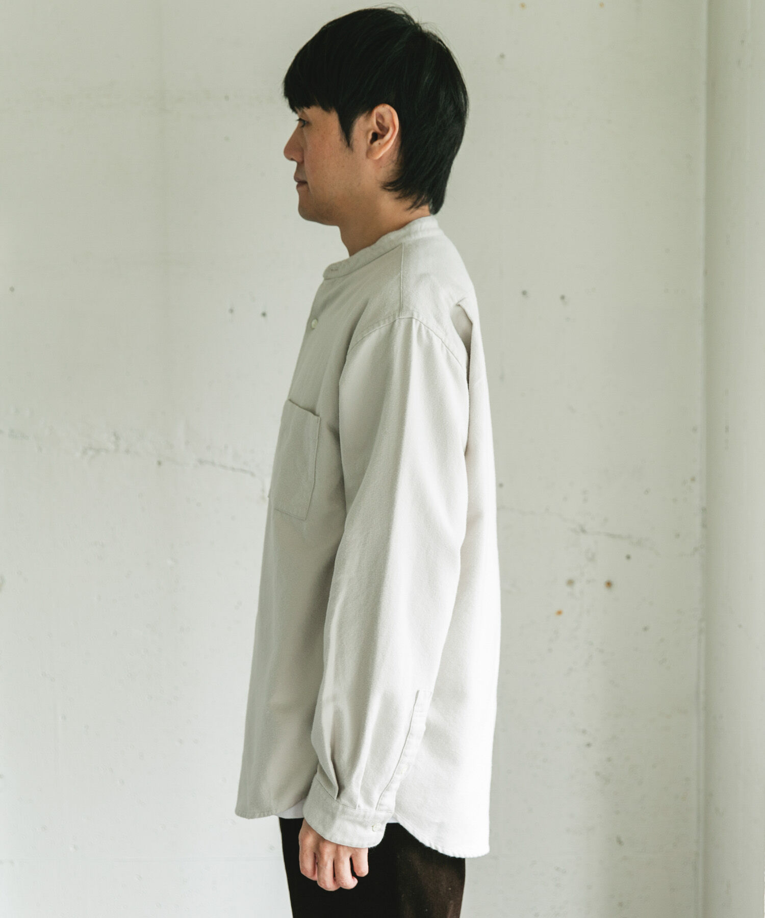 URBAN RESEARCH DOORS「両面起毛ネルバンドカラーシャツ」|シャツ・ブラウス|