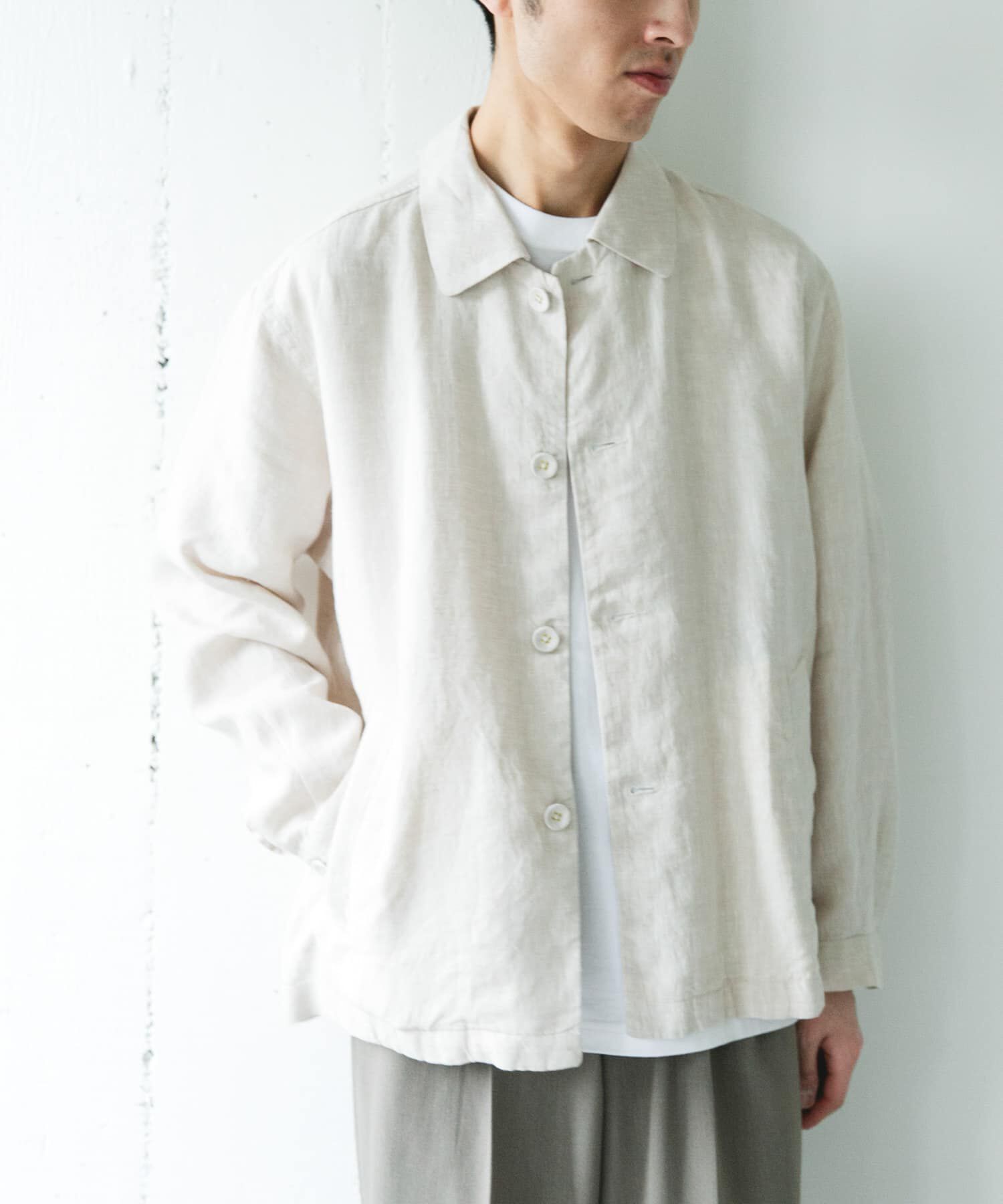 URBAN RESEARCH DOORS「シルケットリネン シャツジャケット」|ノーカラーコート|