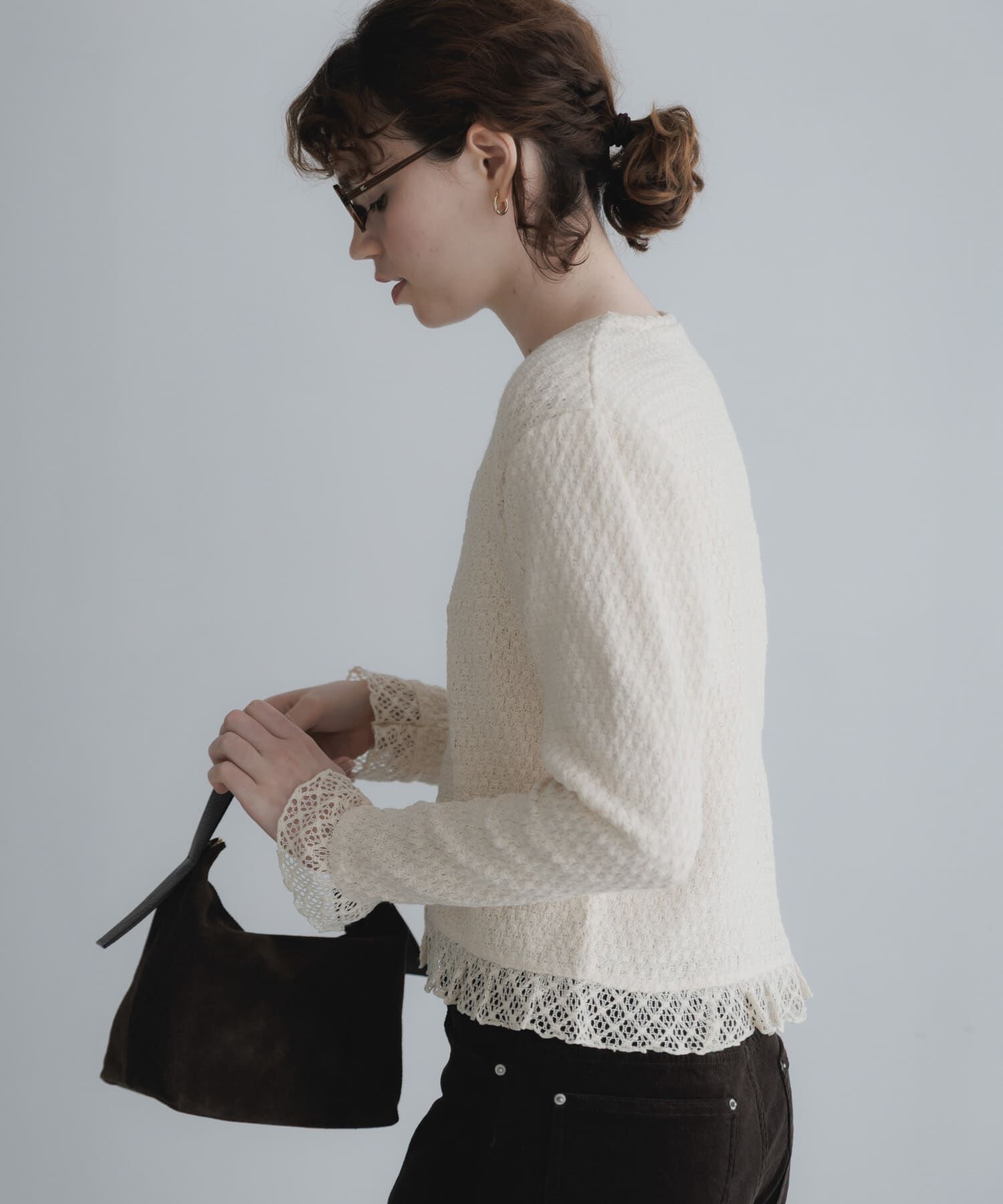 Sonny Label 「『WEB限定』レースシャーリングフリルカットソー」|Tシャツ・カットソー|