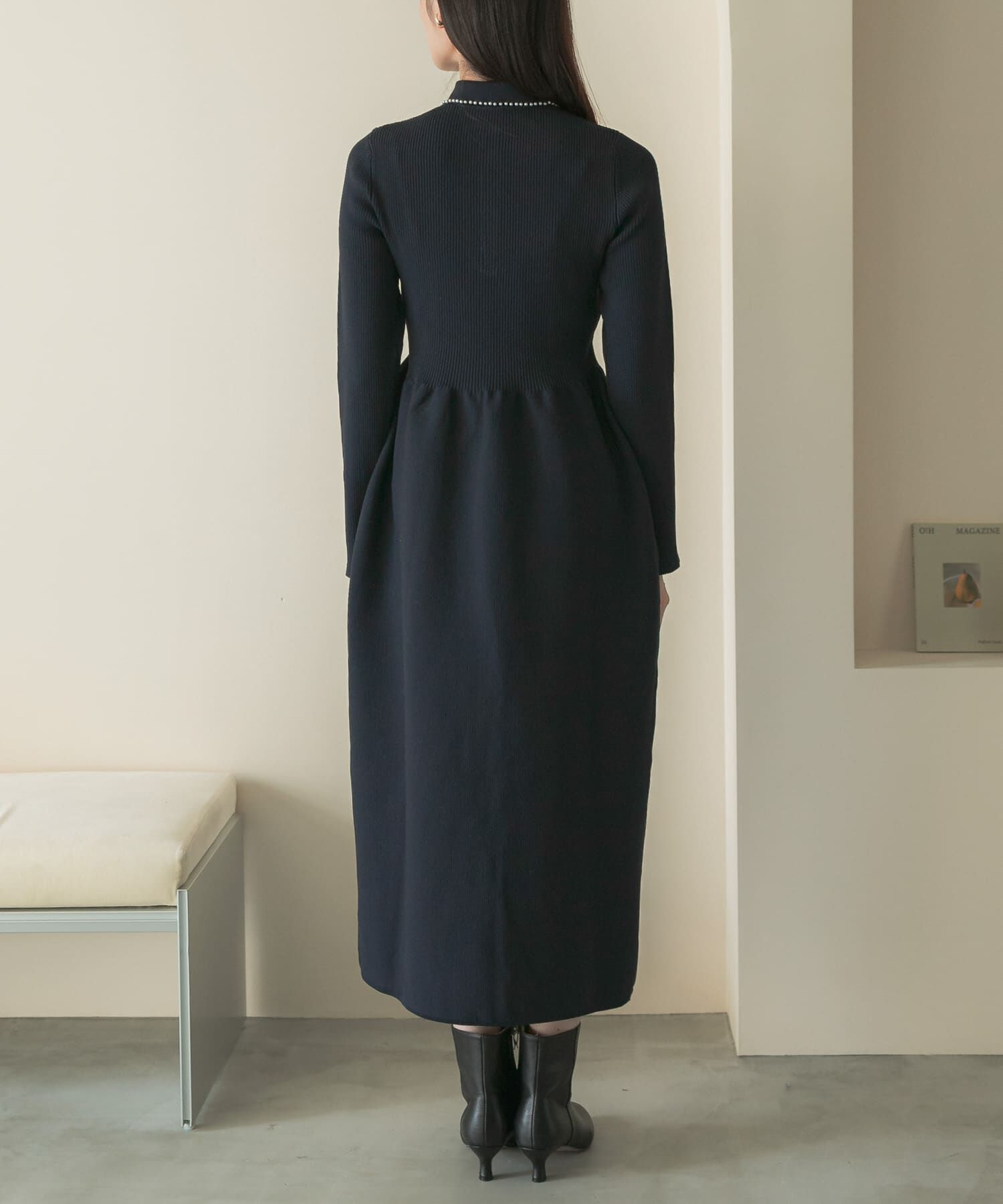 URBAN RESEARCH ROSSO「『WEB/一部店舗限定』パールトリムフォルムニットワンピース」|ワンピース|