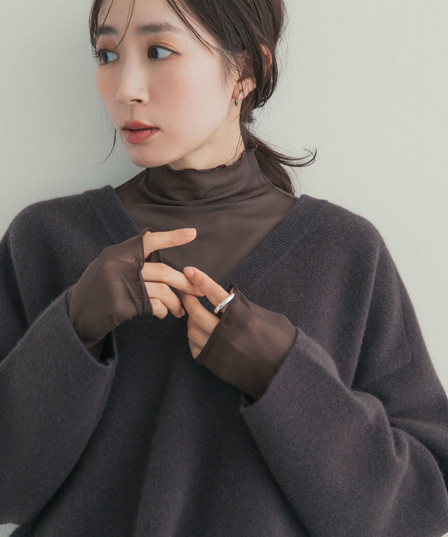 URBAN RESEARCH DOORS「ハイネックチュールインナー」|Tシャツ・カットソー|ブラウン