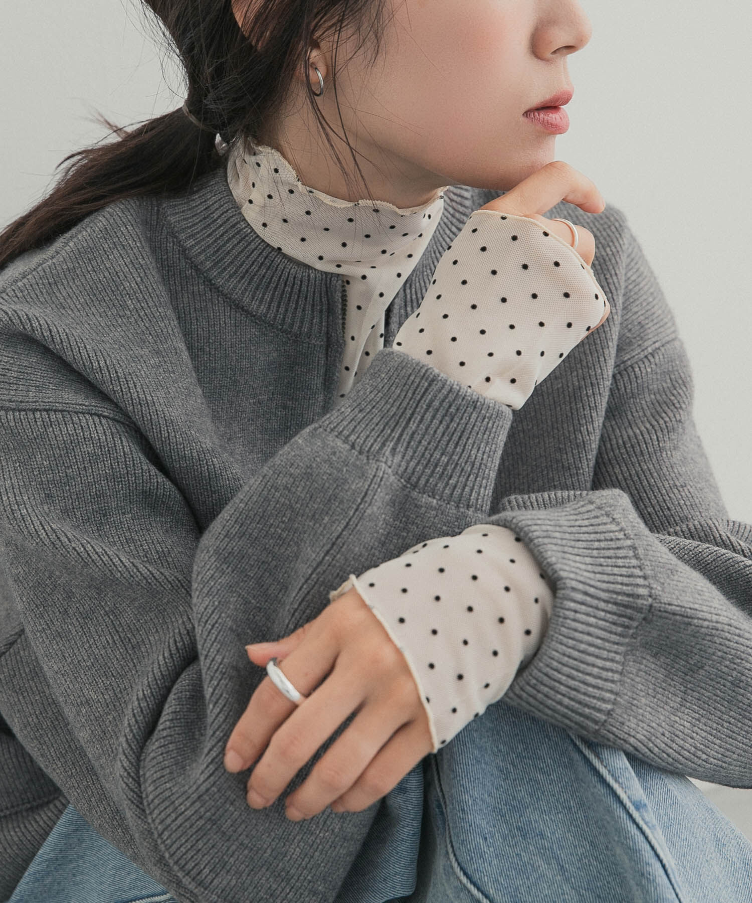 URBAN RESEARCH DOORS「ハイネックチュールインナー」|Tシャツ・カットソー|ドット