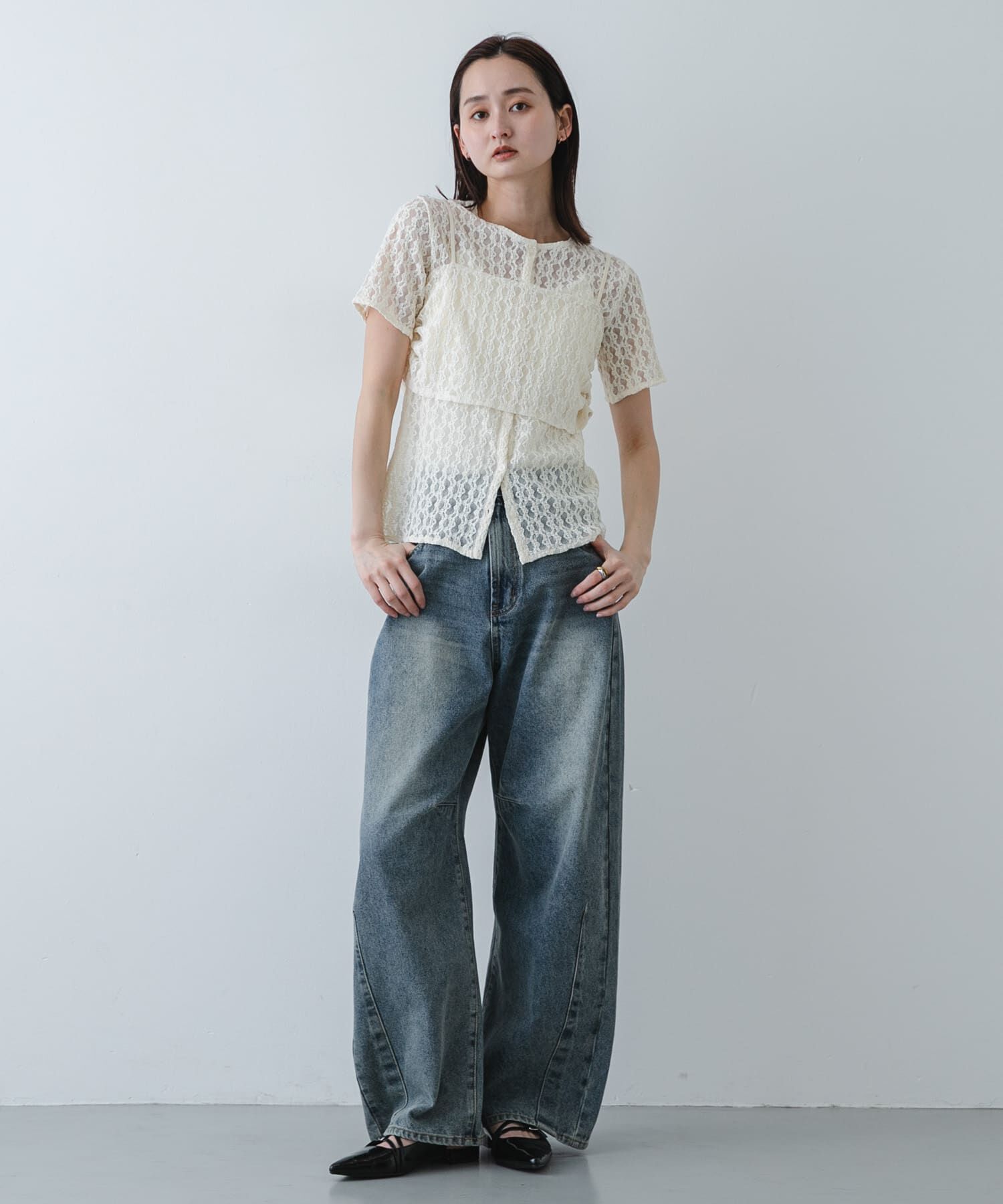 SENSE OF PLACE by URBAN RESEARCH「レースビスチェアンサンブルカットトップ」|Tシャツ・カットソー|