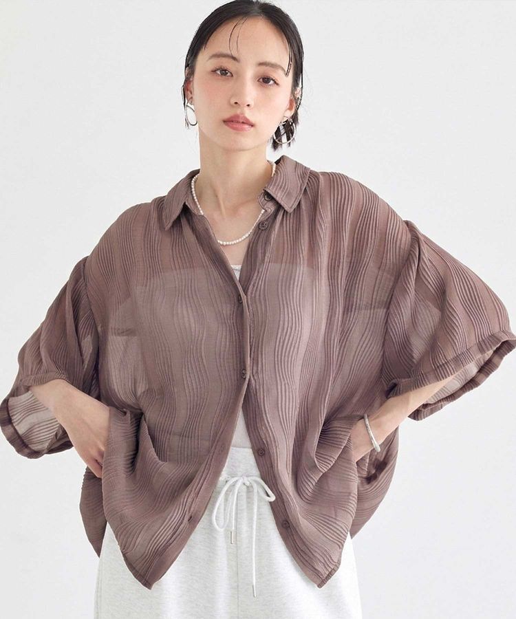 earth music&ecology「ランダムプリーツシャツ」|シャツ・ブラウス|Brown