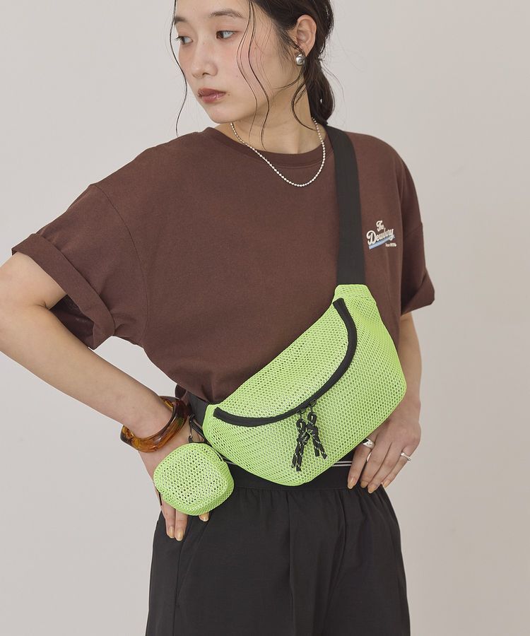 AMERICAN HOLIC「【2点SET】ポーチ付ダブルメッシュウエストポーチ」|ショルダー・メッセンジャー|Yellow