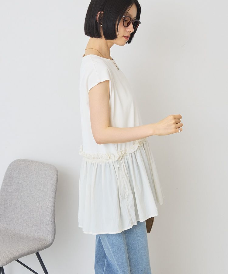 AMERICAN HOLIC「【汗染み防止】異素材ペプラムプルオーバー」|Tシャツ・カットソー|