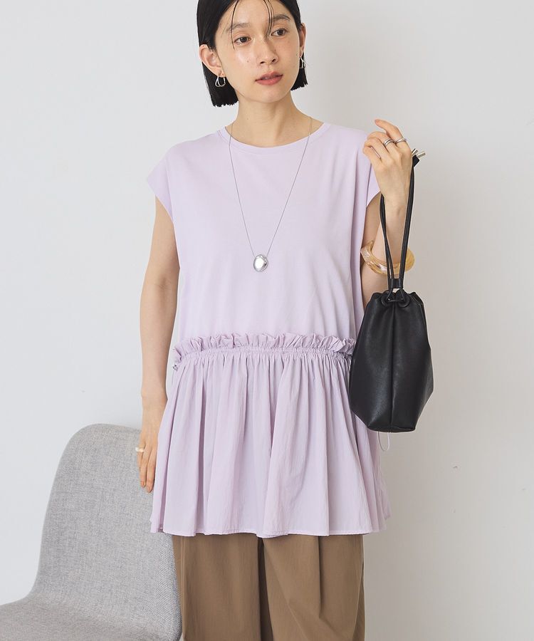 AMERICAN HOLIC「【汗染み防止】異素材ペプラムプルオーバー」|Tシャツ・カットソー|Purple