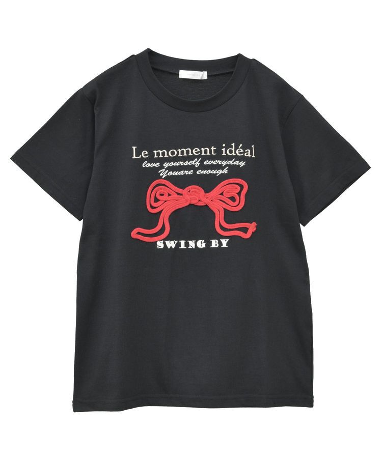 Green Parks「・swing by リボンモチーフコード刺繍TEE」|Tシャツ・カットソー|