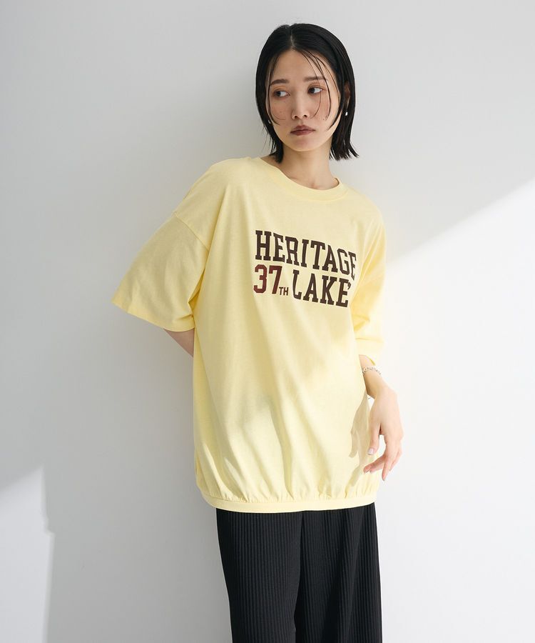 Green Parks「カレッジロゴ刺繍5分袖チュニック」|チュニック|Yellow