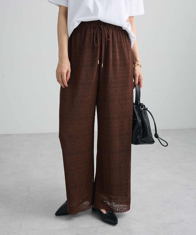 Green Parks「カットプリーツレースパンツ」|その他|Brown