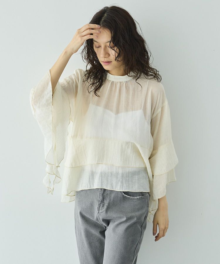 GARAGE OF GOOD CLOTHING「スタンドネックティアードフリルブラウス」|シャツ・ブラウス|White