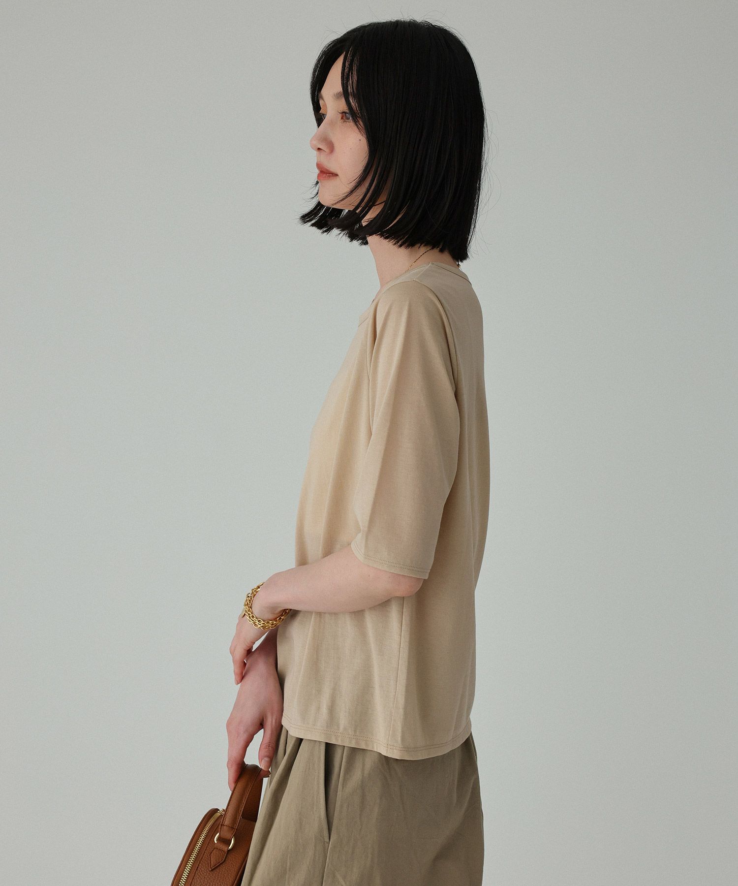 BABYLONE「五分袖シアーTシャツ」|Tシャツ・カットソー|