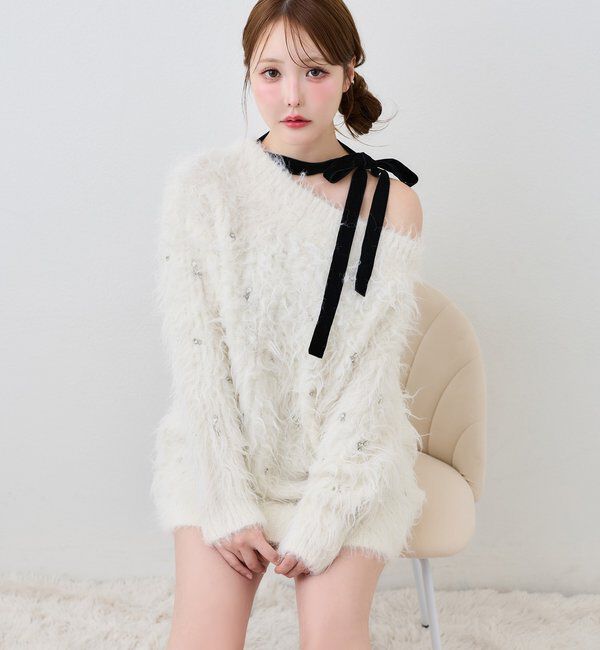  「【Premium order】ふわモテジュエルニットワンピ」|ワンピース|